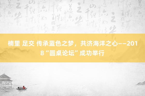 楠里 足交 传承蓝色之梦，共济海洋之心——2018“圆桌论坛