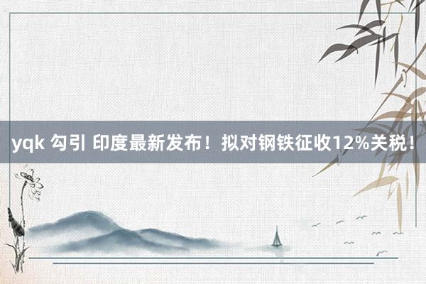 yqk 勾引 印度最新发布！拟对钢铁征收12%关税！
